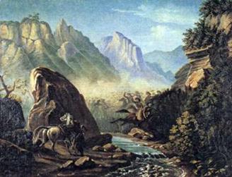 Mikhail Lermontov painting of Dagestan