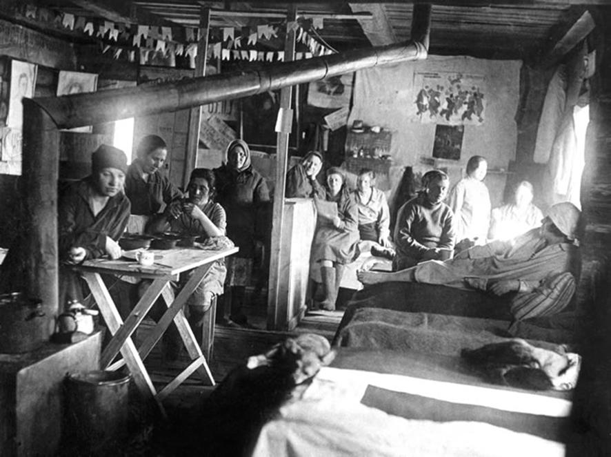 Gulag women living in overcrowded, poorly heated barracks.

Courtesy of the International Memorial Society.
